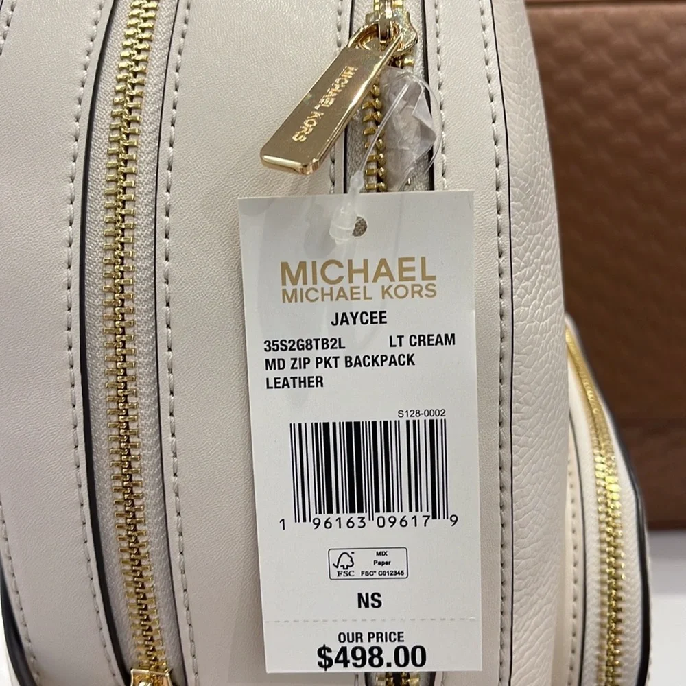 Michael Kors Cream Leather Mini Backpack with Gold Hardware
